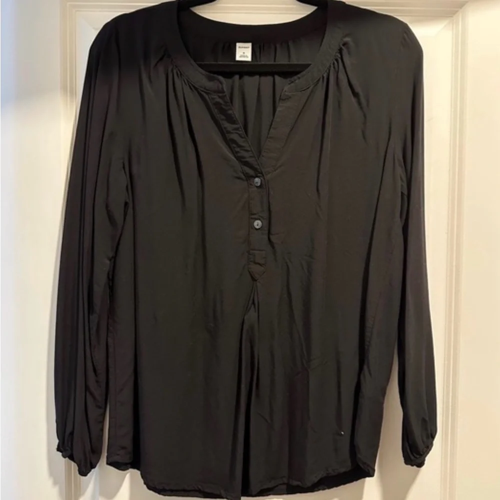 Old Navy 1XL Plus BLK Blouse‎ Work Wear Boho Lightweight Flowy